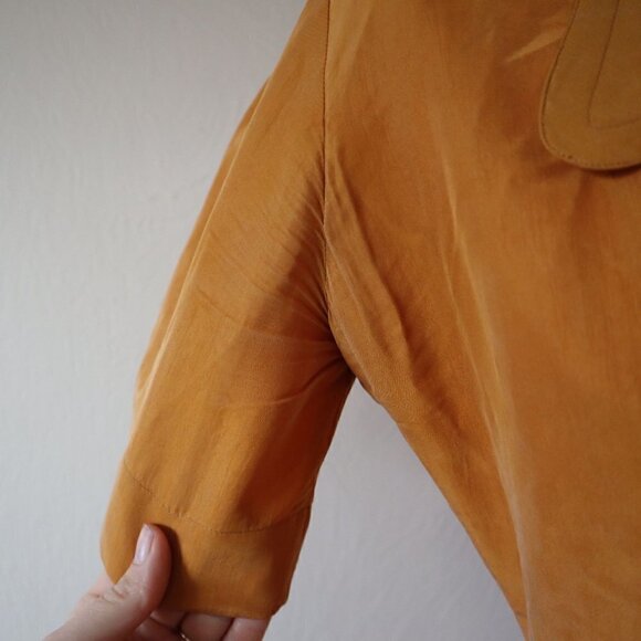 Vintage Yellow Orange Silk Gillian Wrap Dress Size 2 - Picture 4 of 13